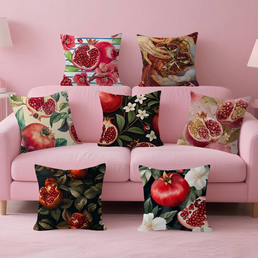Home Textiles And Furnishing - Fruit Pomegranate Painting Pillow Gifts Home