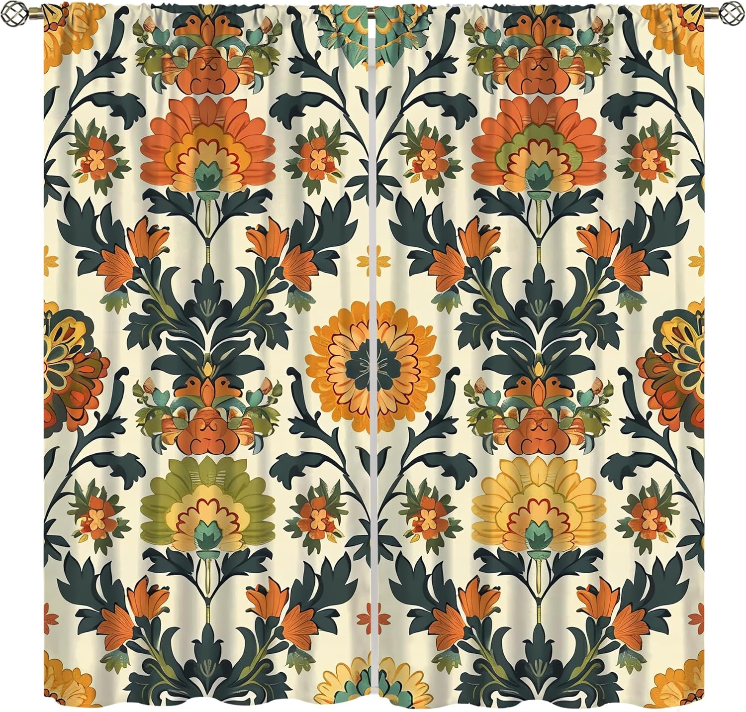 Home Textiles Luxury Curtains - Luxury Floral Print Curtains Polyester Decorative