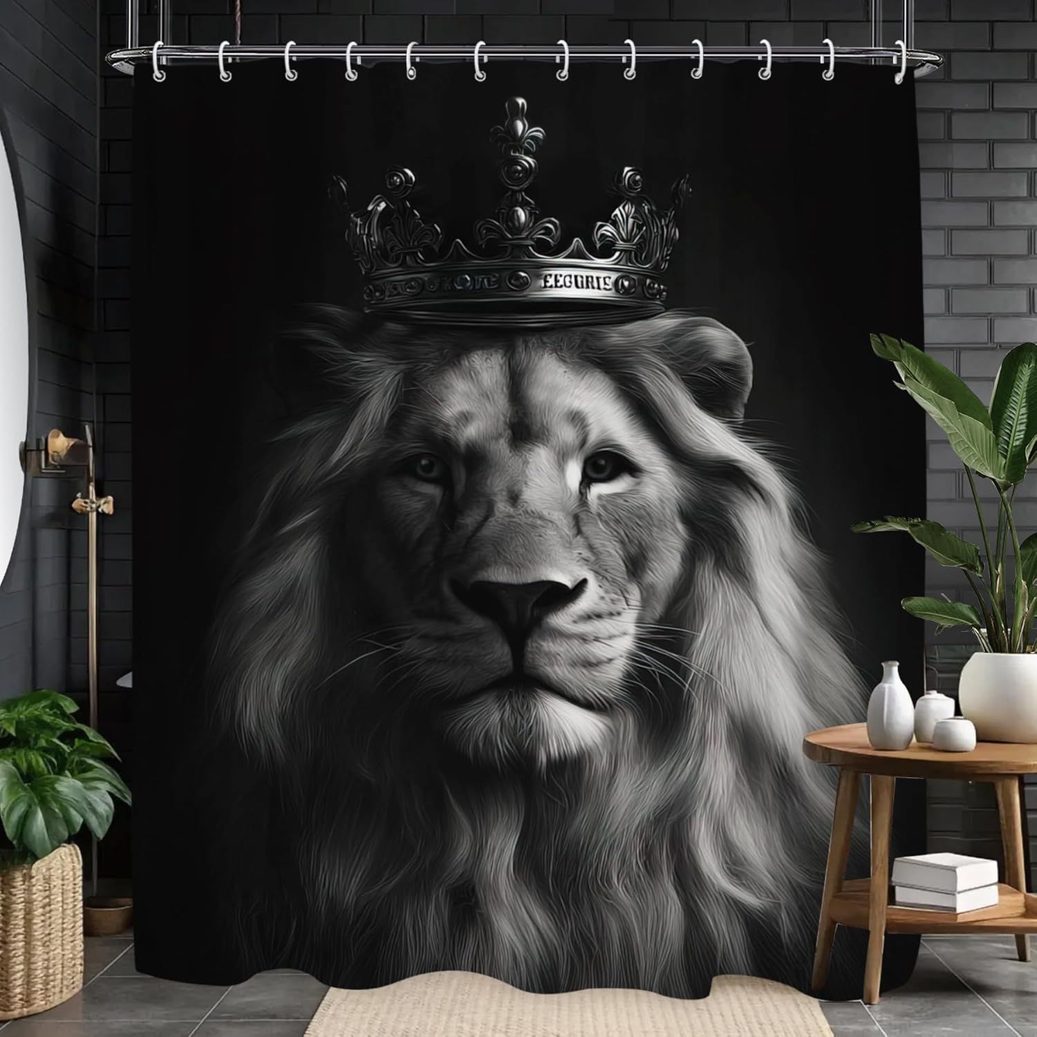 Home Textiles Luxury Curtains - Majestic Lion King Crown Shower Curtain