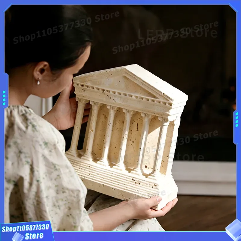 Home Textiles And Furnishing - Luxury Yellow Travertine Stone Carving Ornament