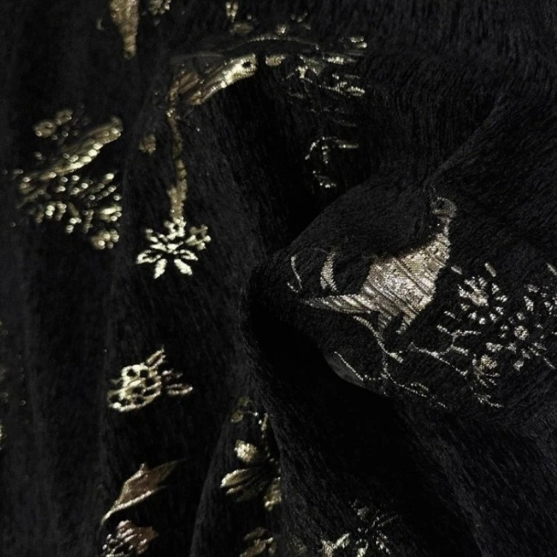 Gold Thread Chenille Jacquard  - Home Textiles Luxury Curtains ulasan dan harga