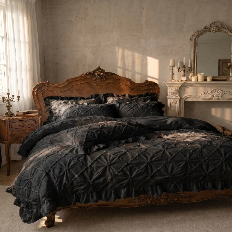 3Pcs White Ruffled Bedding Set - Duvet Insert White ulasan dan harga