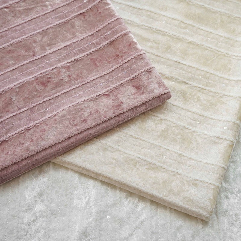 Velvet Lace Stripe Fabric Embr - Home Textiles Luxury Curtains ulasan dan harga