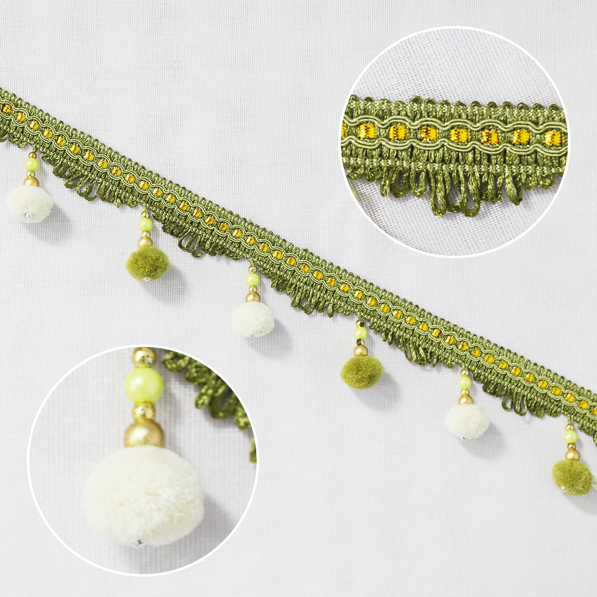 2M Pom Pom & Beaded Curtain Tr - Home Textiles Luxury Curtains ulasan dan harga