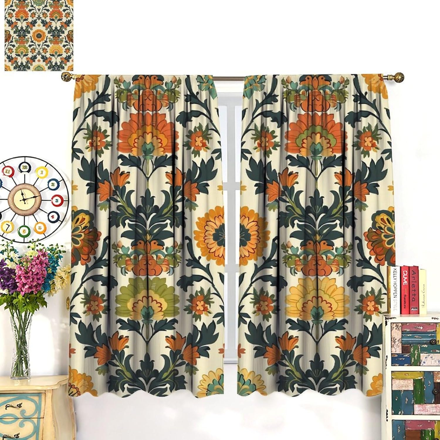 Luxury Floral Print Curtains P - Home Textiles Luxury Curtains ulasan dan harga