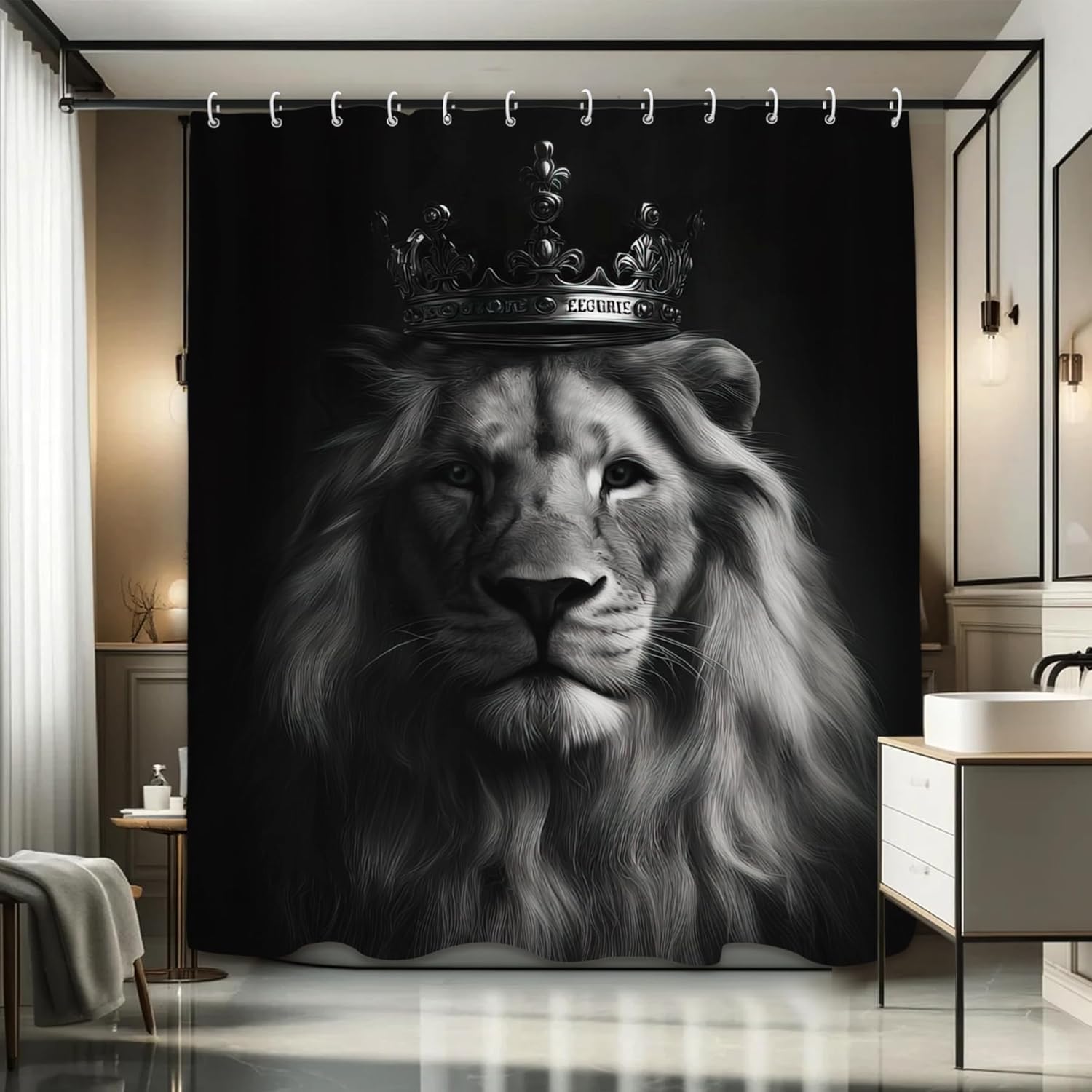 Majestic Lion King Crown Showe - Home Textiles Luxury Curtains ulasan dan harga