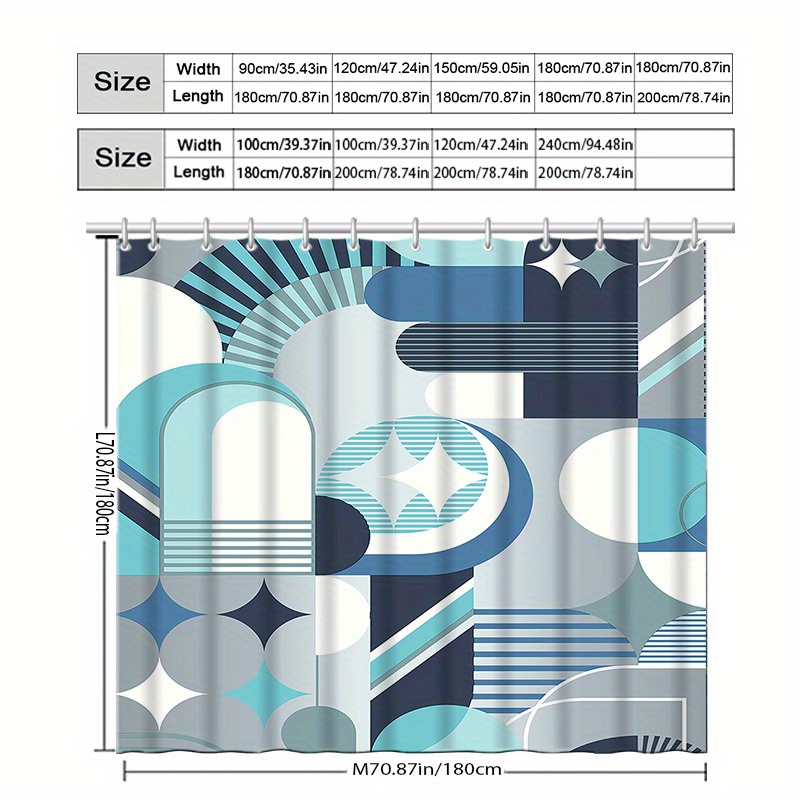 Geometric Blue Abstract Patter - Home Textiles Luxury Curtains ulasan dan harga