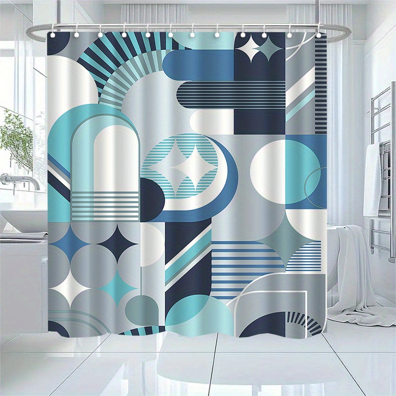 Geometric Blue Abstract Patter - Home Textiles Luxury Curtains ulasan dan harga